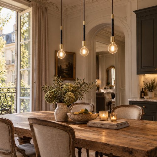 Sky Saddle hanglamp messing 3×E27 industriële lamp
