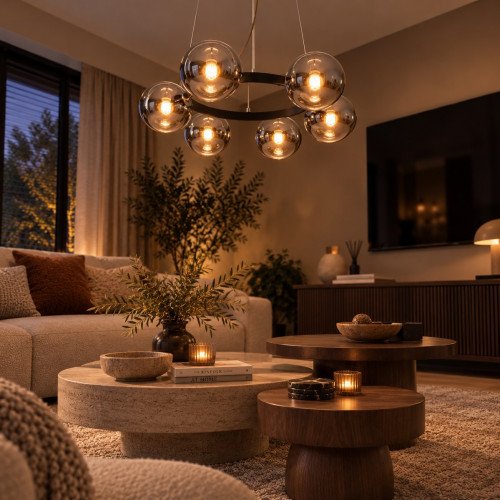 Circle hanglamp zwart ronde moderne hanglamp binnenverlichting