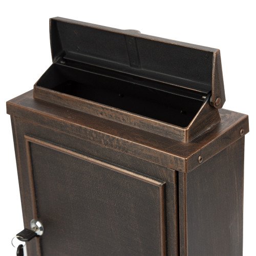 Aluminium muurbrievenbus B6 brons met deur en slot