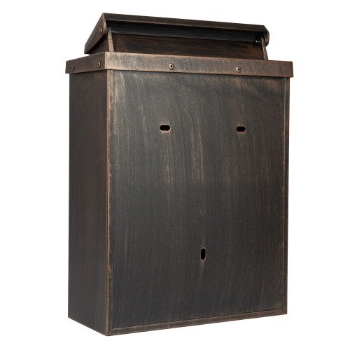Aluminium muurbrievenbus B6 brons met deur en slot