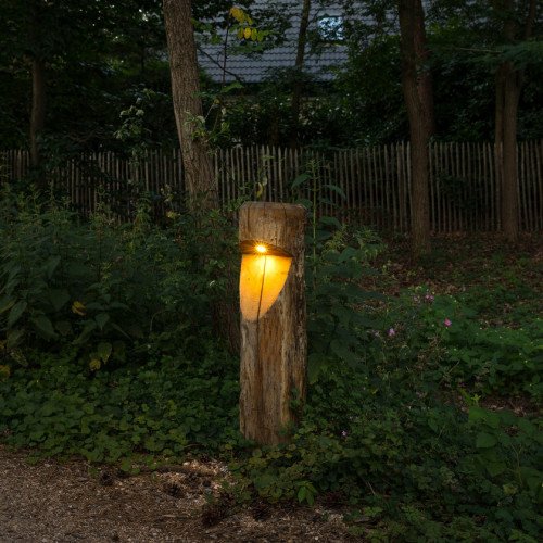 houten buiten terras lamp van kastanje hout Baum  inclusief led lamp duurzame buitenverlichting