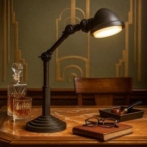 Nostaluce Bureaulamp Nano Zwart gemaakt van messing, design tafellamp exclusief hotel chique