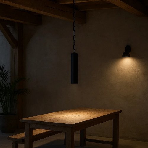 messing lamp in de kleur antiek zwart met een GU10 fitting