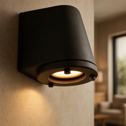 messing lamp in de kleur antiek zwart met een GU10 fitting