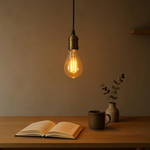 messing lamp in de kleur antiek koper met een E40 fitting