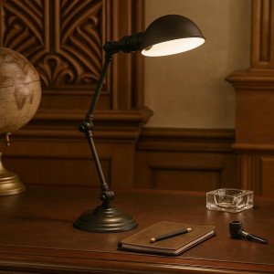 messing lamp in de kleur antiek zwart met een E14 fitting