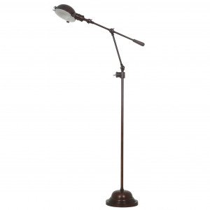 staande verstelbare design lamp met tuimelschakelaar in antiek messing kleur