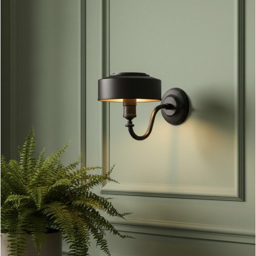 Messing Wandlamp Antibes Antiek Zwart 