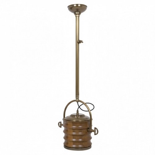 messing lamp in de kleur antiek hout met een E27 fitting