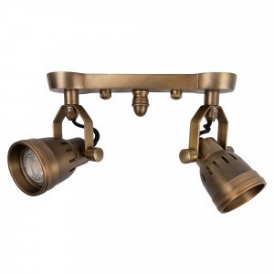 Nostaluce Industriële vintage Indigo Cover dubbel Messing Wandspot | Nostalux.be