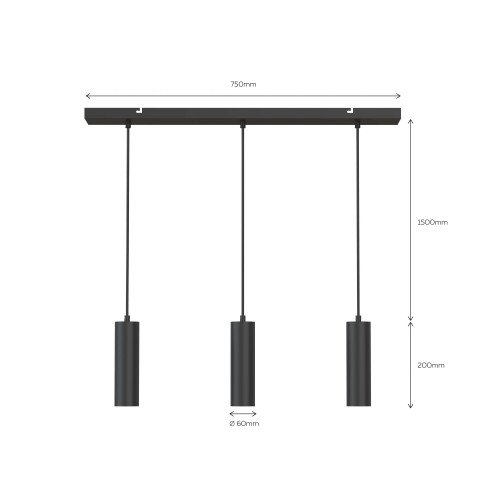 Calex Pendel 3 Lichten GU10 zwart hanglamp