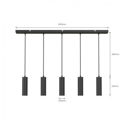 Calex Pendel 5 Lichten GU10 zwart hanglamp