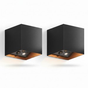 Oplaadbare up en down muurlamp zwart met bewegingssensor