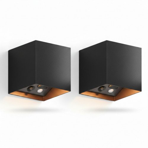 Oplaadbare up en down muurlamp zwart met bewegingssensor