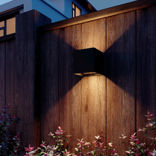 Oplaadbare up en down muurlamp zwart met bewegingssensor