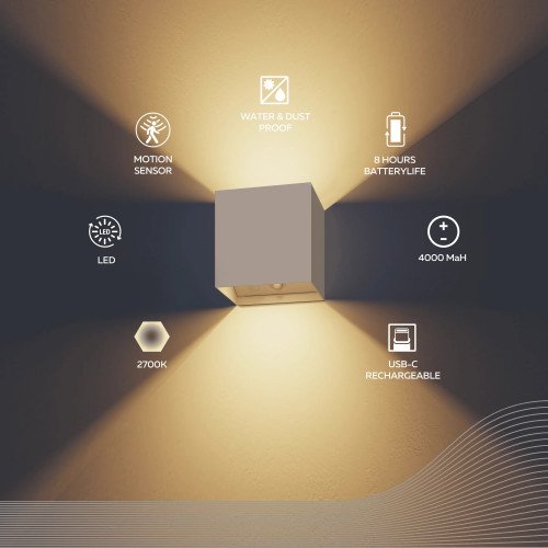 Calex Volterra Up & Down oplaadbare wandlamp zand