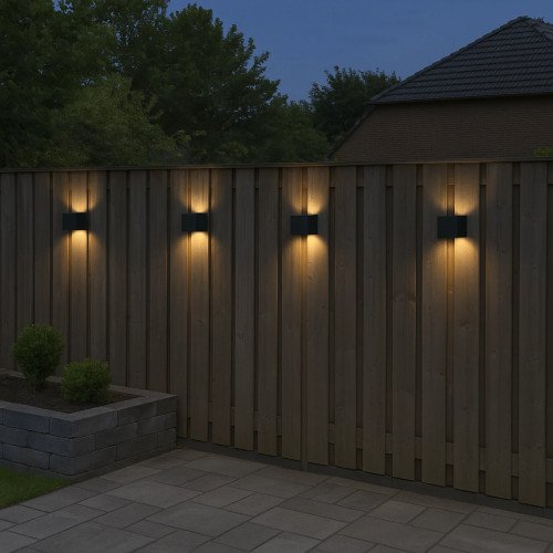 Calex Falerna wandlamp zwart oplaadbaar met sensor 2 stuks