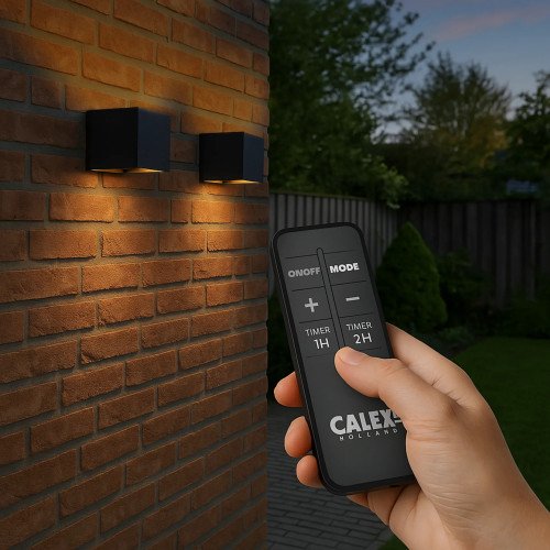 Calex Falerna wandlamp zwart oplaadbaar met sensor 2 stuks