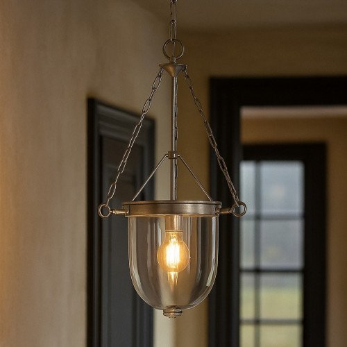 messing lamp in de kleur antiek zilver met een E27 fitting