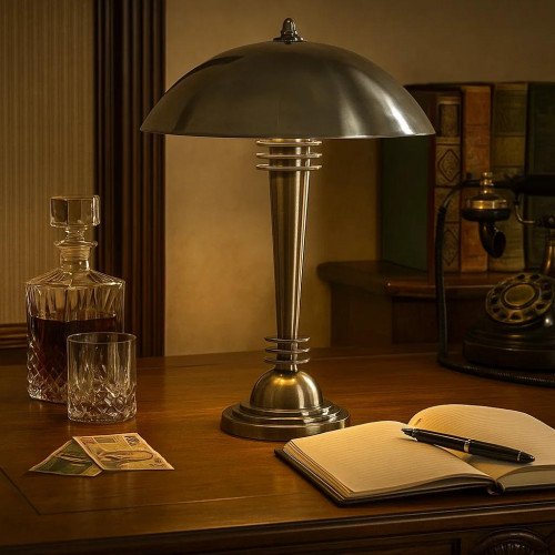 messing lamp in de kleur antiek zilver met een E27 fitting