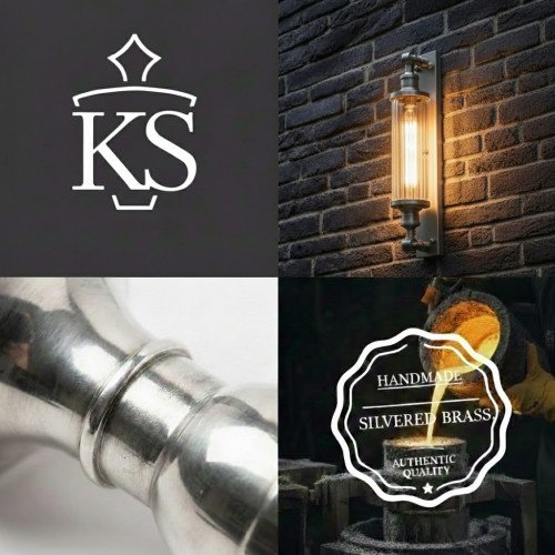 Messing buitenlamp anthiek zilver design E27 muurlamp