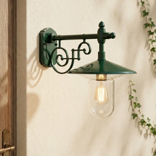 Groene stallamp klassiek muursteun E27 aluminium