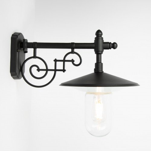 Zwarte stallamp klassiek muursteun E27 aluminium
