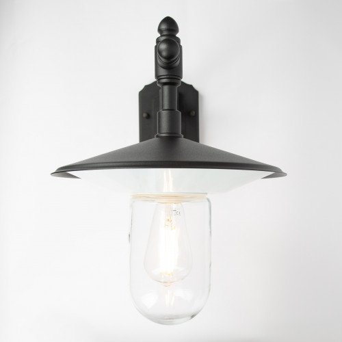 Zwarte stallamp klassiek muursteun E27 aluminium
