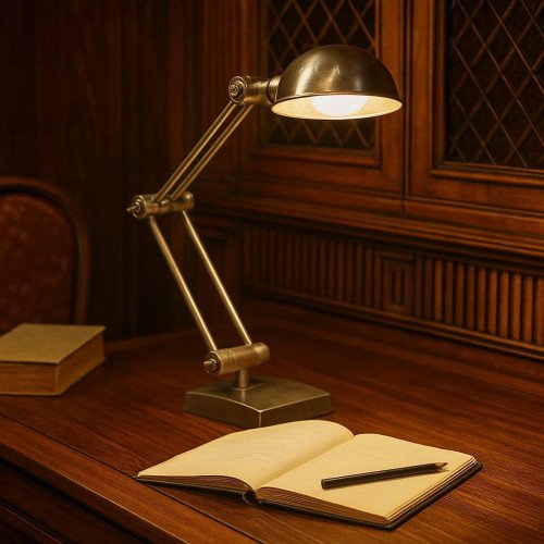 messing lamp in de kleur antiek zilver met een E27 fitting