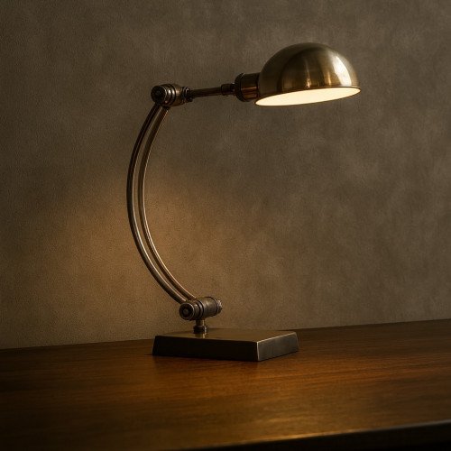 messing lamp in de kleur antiek zilver met een E27 fitting