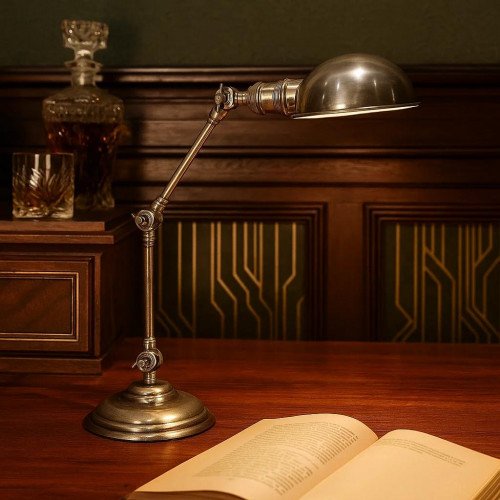 messing lamp in de kleur antiek zilver met een E14 fitting