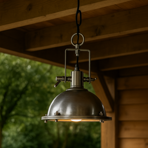 messing lamp in de kleur antiek zilver met een E27 fitting hotel chique