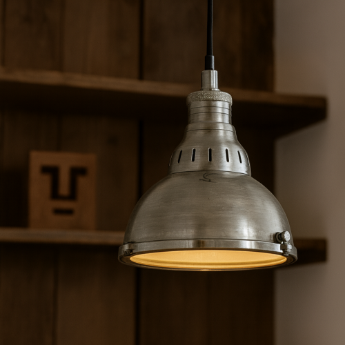 messing lamp in de kleur antiek zilver met een E27 fitting