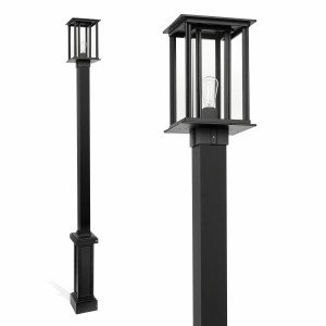 Zwarte modern lantaarnpaal vierkant aluminium