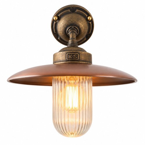 Buitenlamp mayenne brons/koper schuin stallamp landelijk