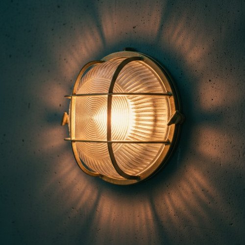 Bronzen buitenlamp Ocean 3 met glas en raster voor wand of plafond
