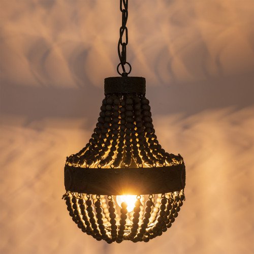 Binnenverlichting Perle hanglamp zwart hout en metaal
