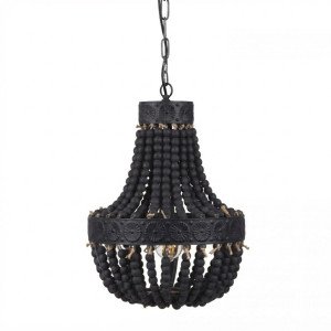 Binnenverlichting Perle hanglamp zwart hout en metaal