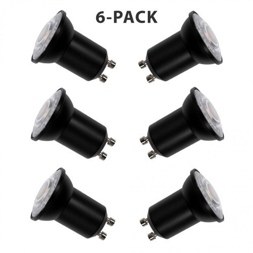 Set van 6 zwarte GU10 PAR11 LED lichtborn