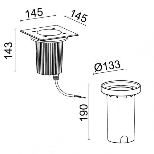 Grondspot 14,5 vierkant (7060) - KS Verlichting - Grondspots