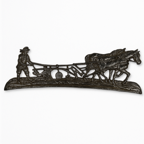 Muurdecoratie ploegende boer large aluminium