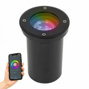 Zwarte Grondspot LED Rond met smart WIFI LED Zwarte Grondspot LED Rond met smart WIFI LED