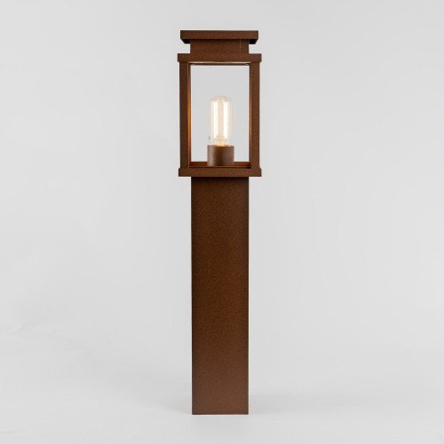 Buitenlamp staand corten, strak moderne buitenverlichting aluminium met roestbruine coating heldere glazen