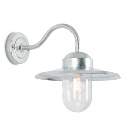 Gegalvaniseerde stallamp met glazen kelk en grote e27 fitting voor buiten