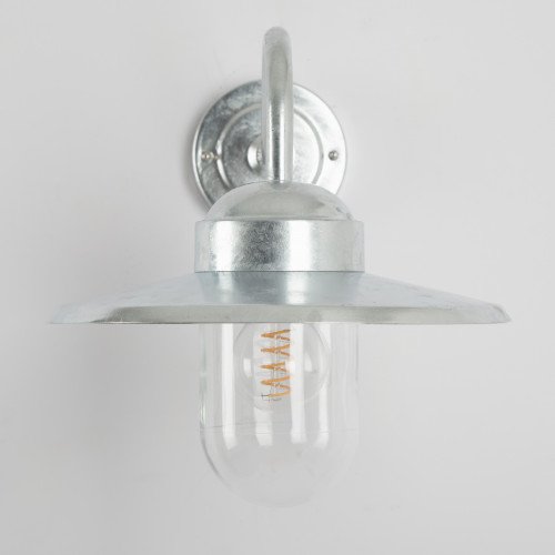 Gegalvaniseerde stallamp met glazen kelk en grote e27 fitting voor buiten