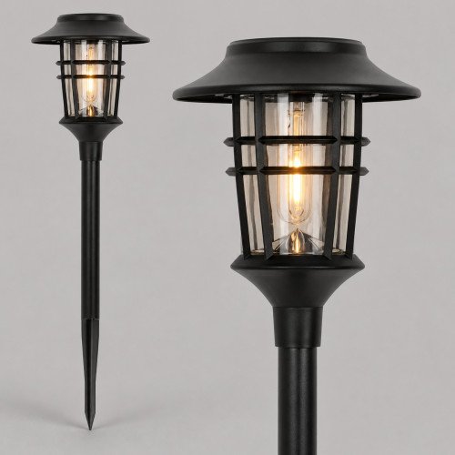 Fakkel zwart op zonne energie, sfeerverlichting voor buiten, LED solar Wandlamp Zwart Del Sol, Nostalux solar buitenlamp