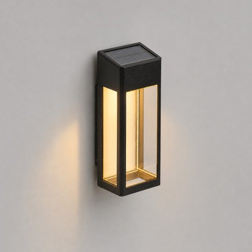 sfeerverlichting buiten - LED solar Wandlamp Zwart Solario - Nostalux solar buitenlampen