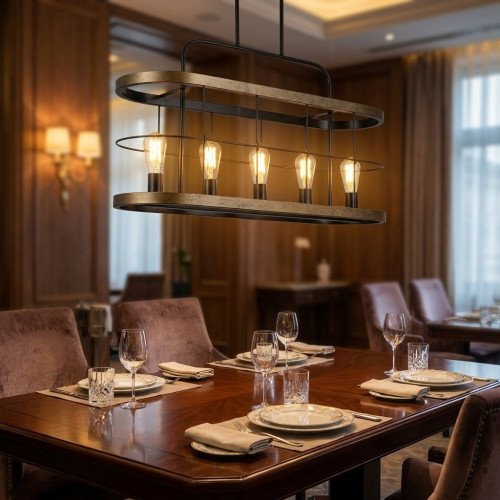 Benson 5 hanglamp goud zwart metalen armatuur 5×E27