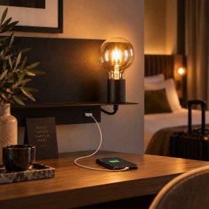 Wandlamp Night Guide met USB aansluiting voor opladen van tablet en/of smartphone