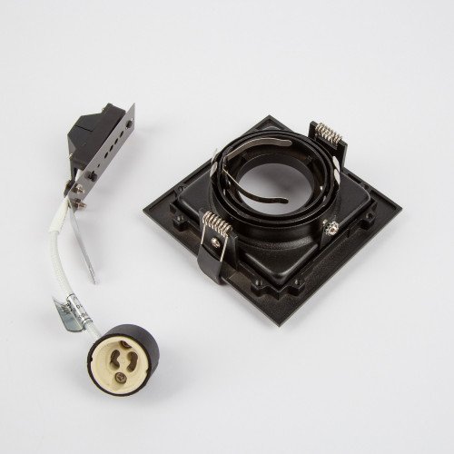 Inbouwspot Axl set van 10 stuks met vierkant frame en ronde richtbare spot in de kleur zwart